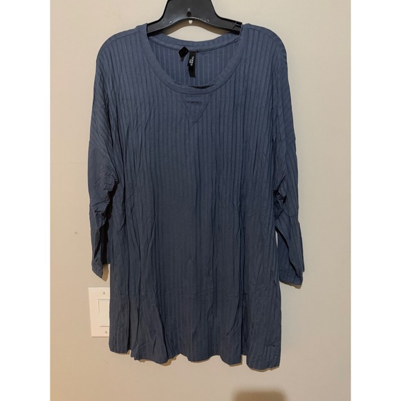 torrid Tops - Torrid Sleep Blue Ribbed Long Sleeve Tunic Top Oversized Comfort Size 1